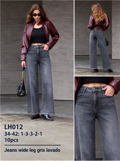 Jeans wide leg gris lavado 2