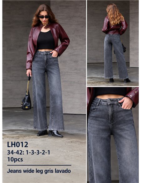 Jeans wide leg gris lavado