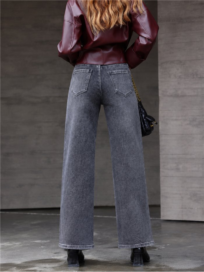 Jeans wide leg gris lavado