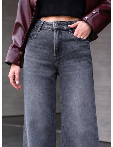 Jeans wide leg gris lavado
