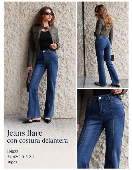 Jeans flare costura frontal