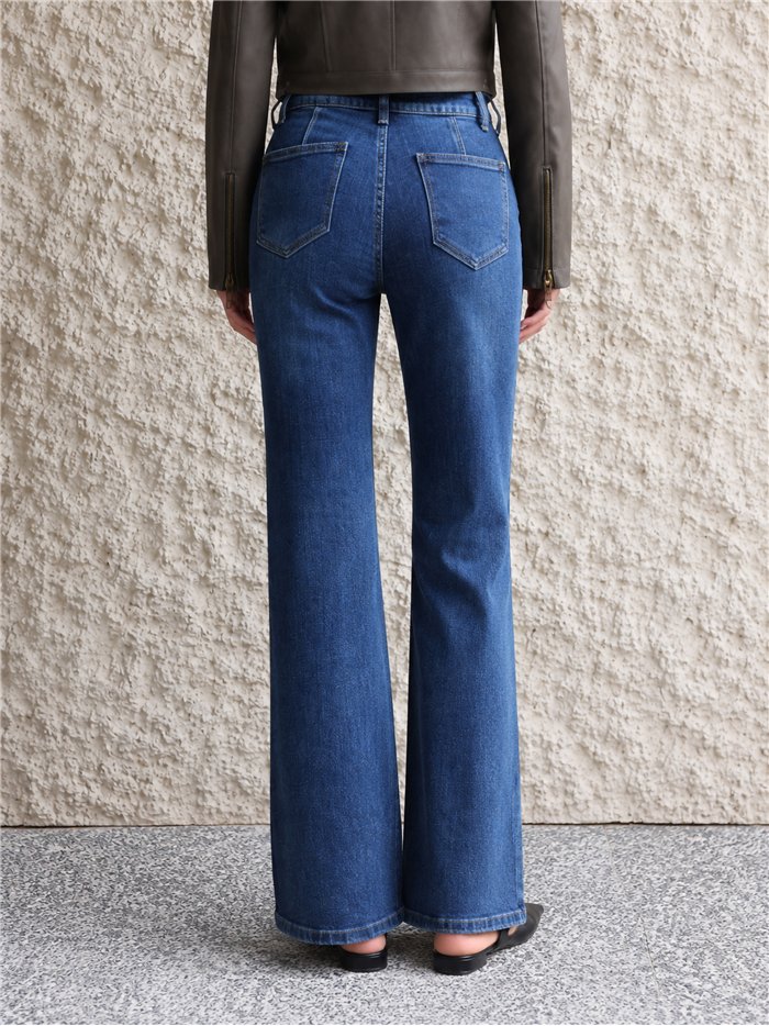 Jeans flare costura frontal