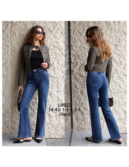 Jeans flare costura frontal