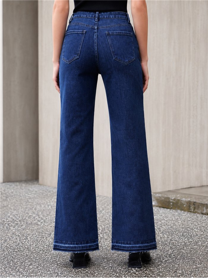 Jeans flare bajo desflecado