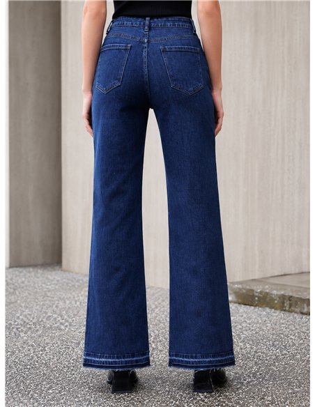 Jeans flare bajo desflecado