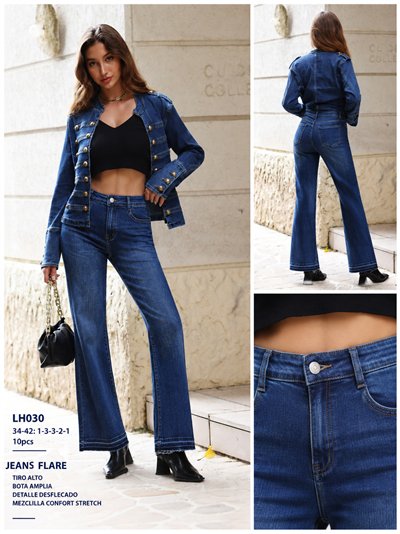 Jeans flare bajo desflecado 2