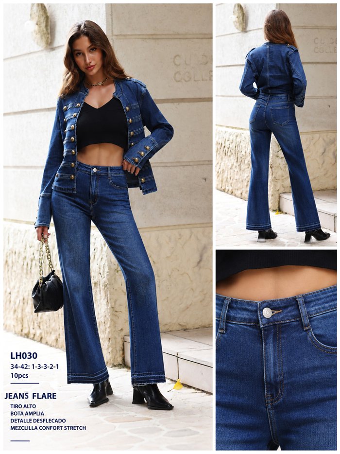 Jeans flare bajo desflecado