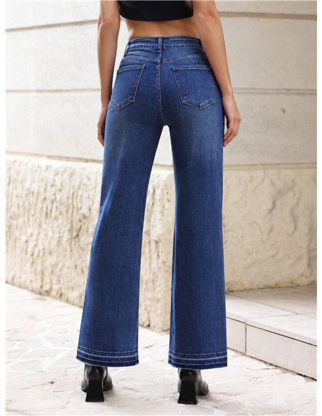Jeans flare bajo desflecado