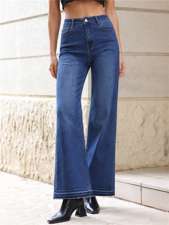 Jeans flare bajo desflecado