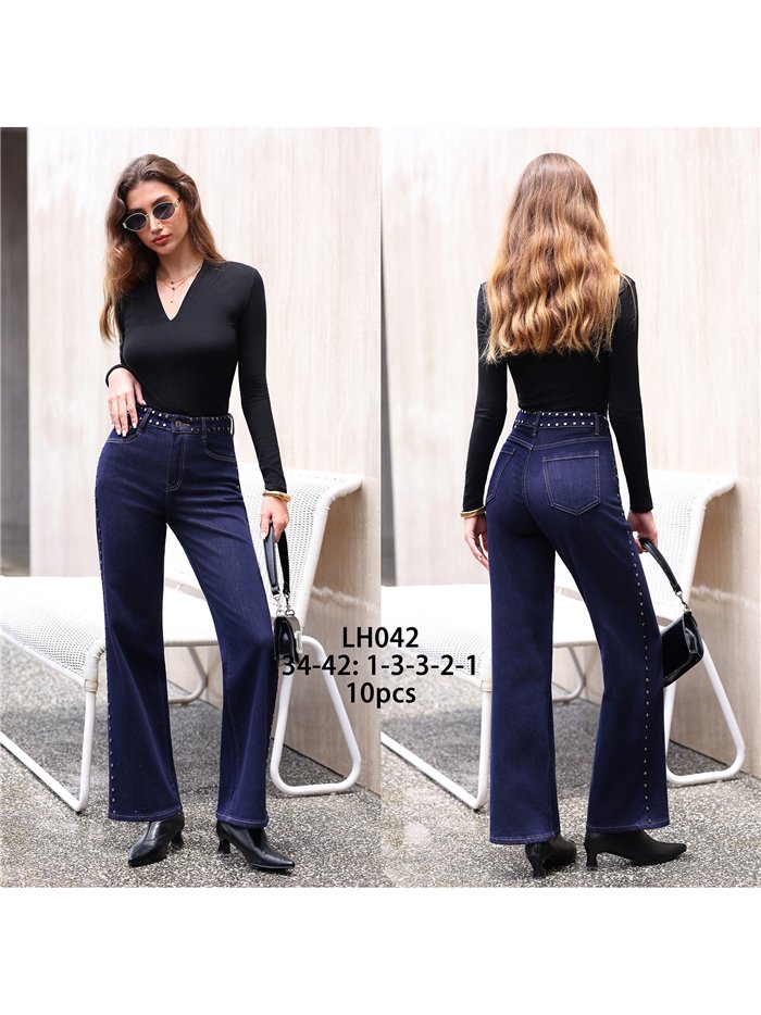Jeans wide leg tachuelas