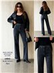 Jeans wide leg animal print strass