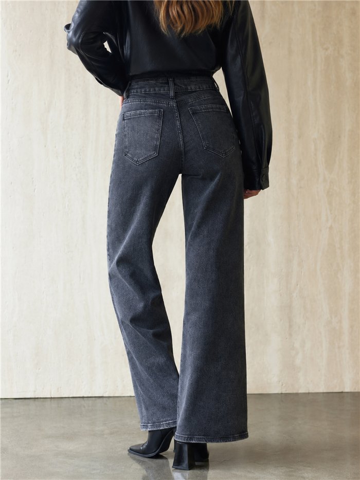 Jeans wide leg animal print strass 