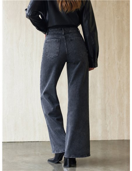 Jeans wide leg animal print strass 