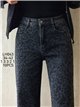 Jeans wide leg animal print strass
