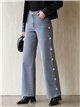 Jeans wide leg estrellas bordadas y tachas