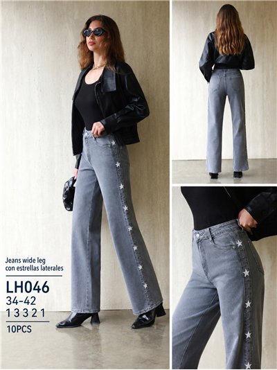 Jeans wide leg estrellas bordadas y tachas 2