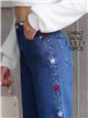 Jeans wide leg estrellas bordadas y tachas