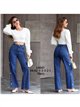 Jeans wide leg estrellas bordadas y tachas