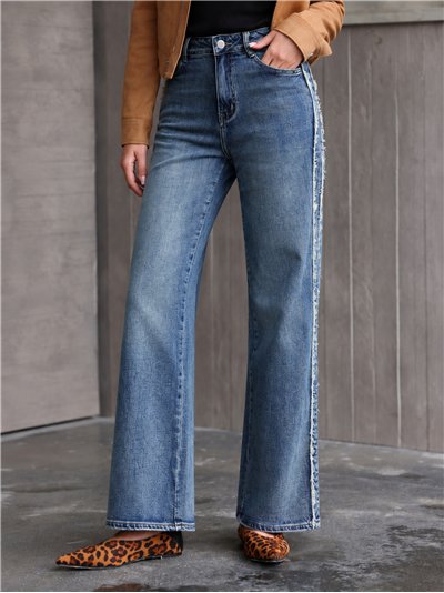 Weit geschnittene Jeans mit Fransenbesatz