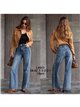 Weit geschnittene Jeans mit Fransenbesatz