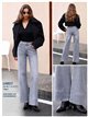 Jeans wide leg gris texto bordado