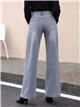 Jeans wide leg gris texto bordado