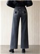 Jeans wide leg bolsillo con estrellas y strass