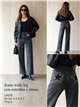 Jeans wide leg bolsillo con estrellas y strass