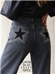Jeans wide leg bolsillo con estrellas y strass