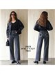 Jeans wide leg bolsillo con estrellas y strass