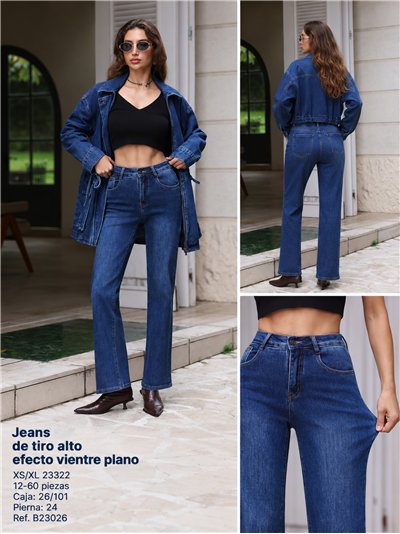 Jeans rectos azul efecto vientre plano 2