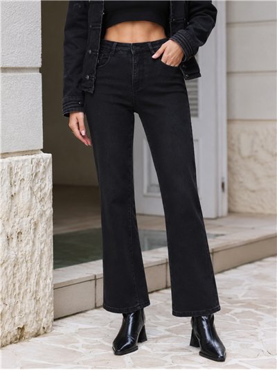 Jeans rectos negro efecto vientre plano