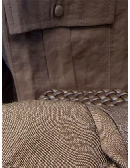 Camicia di raso con cintura e tasche