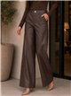 Pantalón wide leg efecto piel