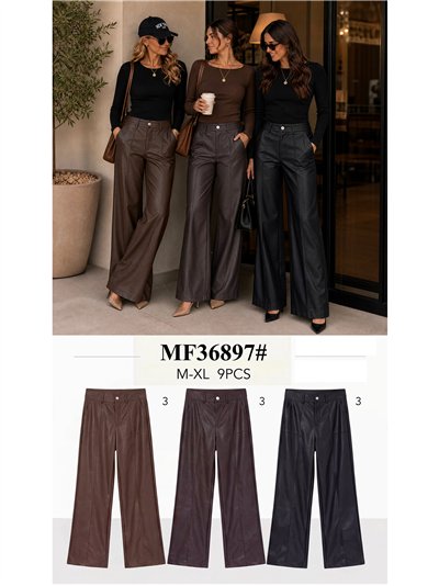 Pantalón wide leg efecto piel 2
