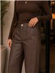 Pantalón wide leg efecto piel