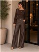 Pantalón wide leg efecto piel