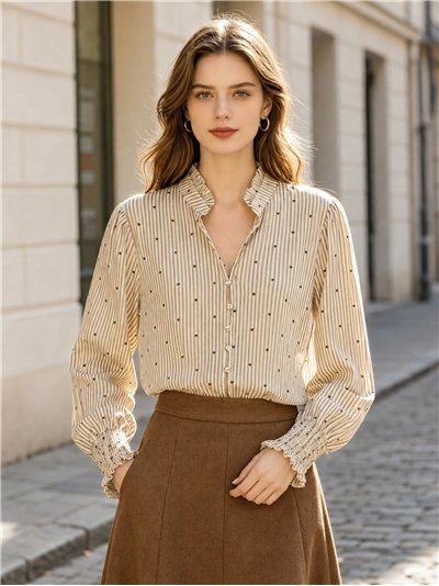 Blusa rayas corazoncitos de terciopelo