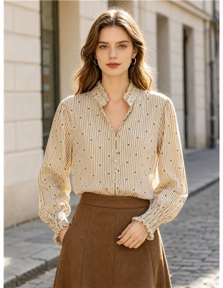 Blusa rayas corazoncitos de terciopelo