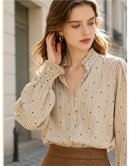 Blusa rayas corazoncitos de terciopelo
