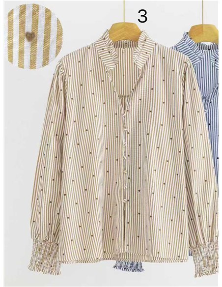 Blusa rayas corazoncitos de terciopelo