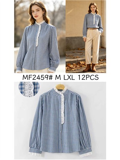 Camisa vichy con puntilla 2