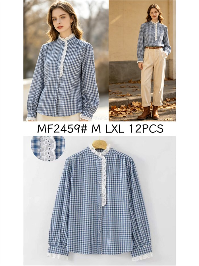 Camisa vichy con puntilla