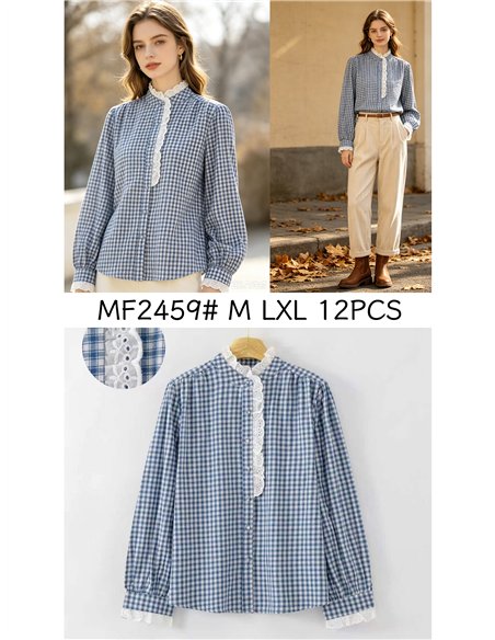 Camisa vichy con puntilla
