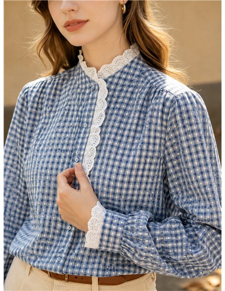 Camisa vichy con puntilla