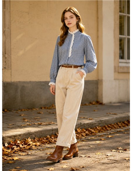 Camisa vichy con puntilla