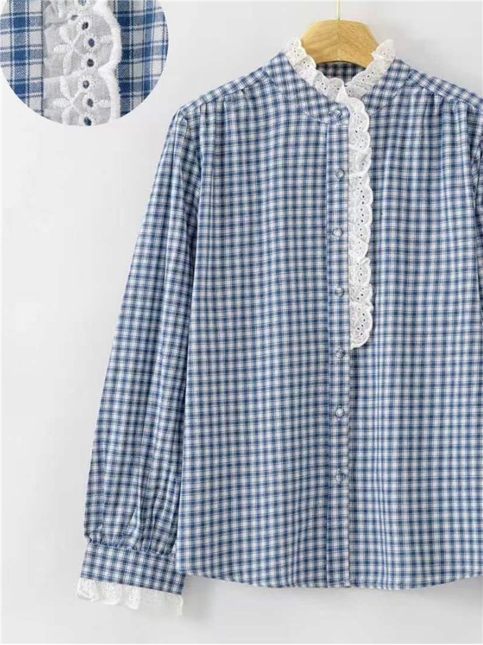 Camisa vichy con puntilla