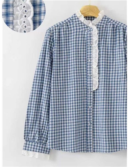 Camisa vichy con puntilla