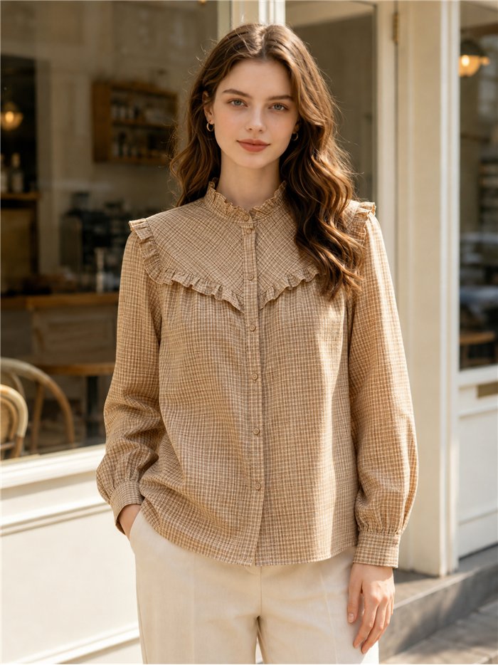 Camisa cuadros con volante