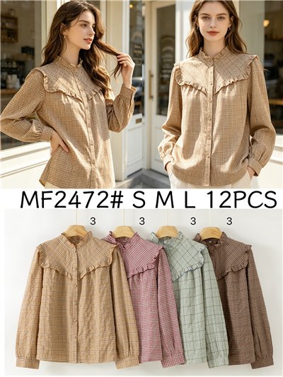 Camisa cuadros con volante 2